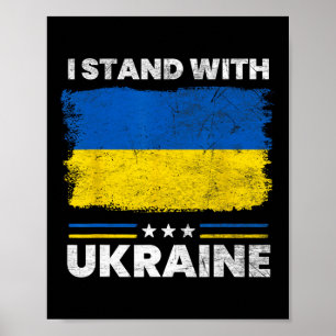 Affiche Je me tiens avec le drapeau de l'Ukraine - Drapeau