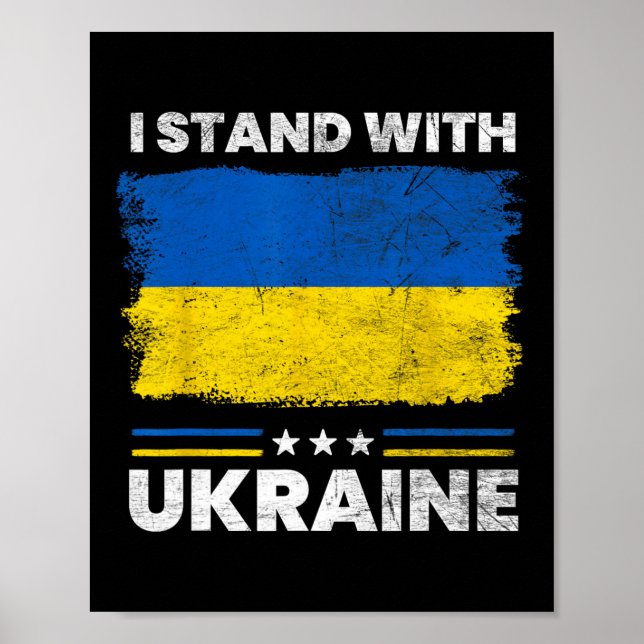 Affiche Je me tiens avec le drapeau de l'Ukraine - Drapeau (Devant)