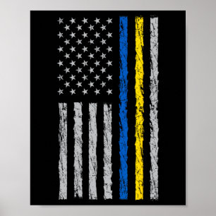 Affiche Je me tiens avec le drapeau de l'Ukraine Drapeau a
