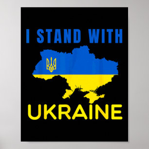 Affiche Je me tiens' avec le drapeau de l'Ukraine Emblème