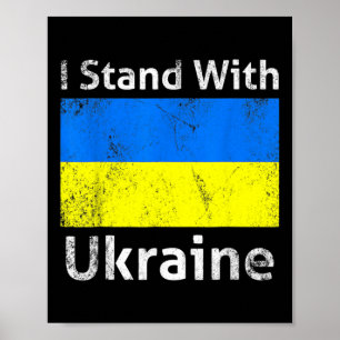 Affiche Je me tiens avec le drapeau de l'Ukraine Libre Sou
