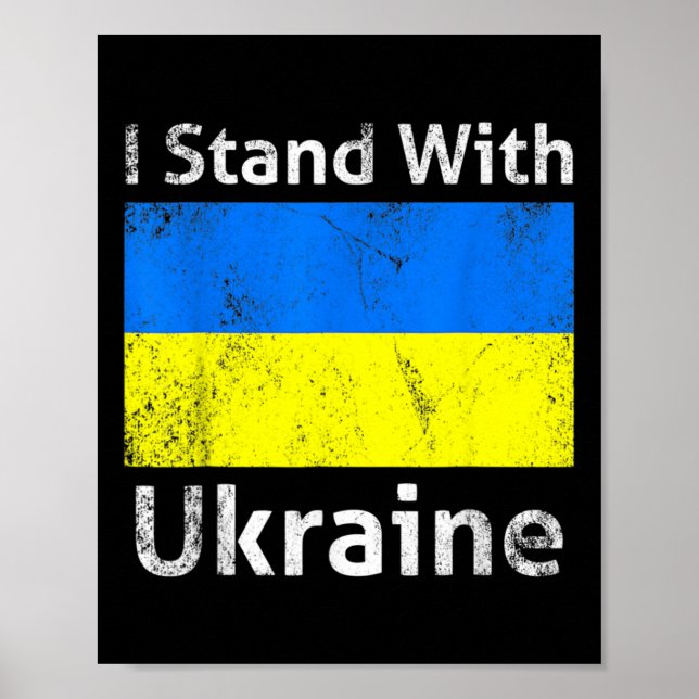 Affiche Je me tiens avec le drapeau de l'Ukraine Libre Sou (Devant)