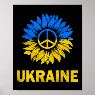 Affiche Je me tiens avec le drapeau de tournesol de l'Ukra