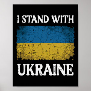 Affiche Je me tiens avec le drapeau en détresse de l'Ukrai