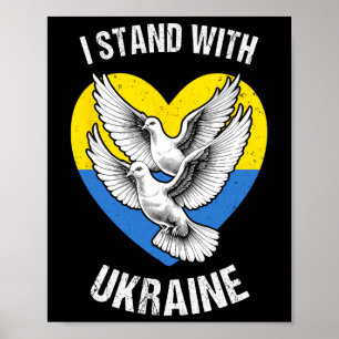 Affiche Je me tiens avec le drapeau ukrainien de l'Ukraine