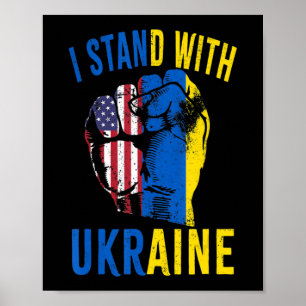 Affiche Je Me Tiens Avec L'Ukraine Drapeau Américain Souti