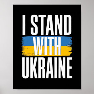 Affiche Je me tiens avec l'Ukraine Drapeau ukrainien gras