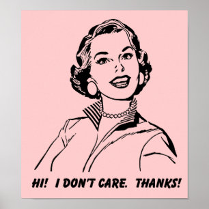 Affiche Je m'en fiche ! Merci ! Symbole drôle de l'affiche