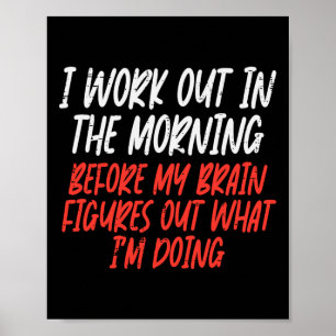 Affiche Je M'Entraîne Dans Matin Drôle Gym Exercice Fitnes