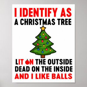 Affiche Je m'identifie comme un arbre de Noël allumé à l'e