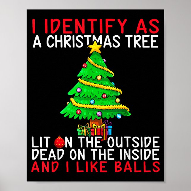 Affiche Je m'identifie comme un sapin de Noël allumé à l'e (Devant)