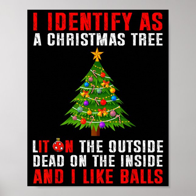 Affiche Je m'identifie comme un sapin de Noël allumé à l'e (Devant)