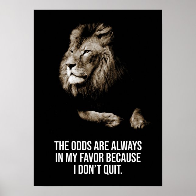 Affiche Je n'arrête pas - Lion Succès Esprit Motivation (Devant)
