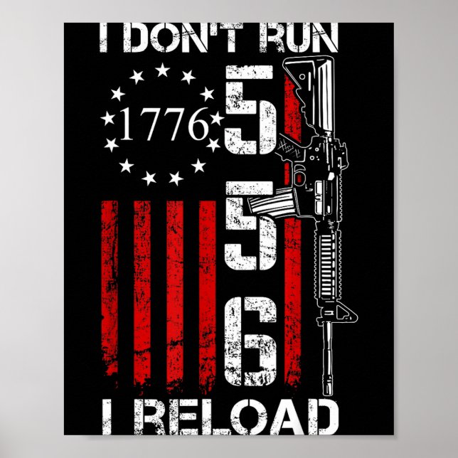 Affiche Je ne cours pas, je recharge - Drapeau des États-U (Devant)