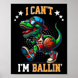 Affiche Je ne peux pas, je dessine un squelette de dinosau