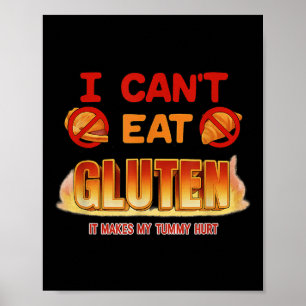 Affiche Je ne peux pas manger Gluten drôle Gen Z non charn