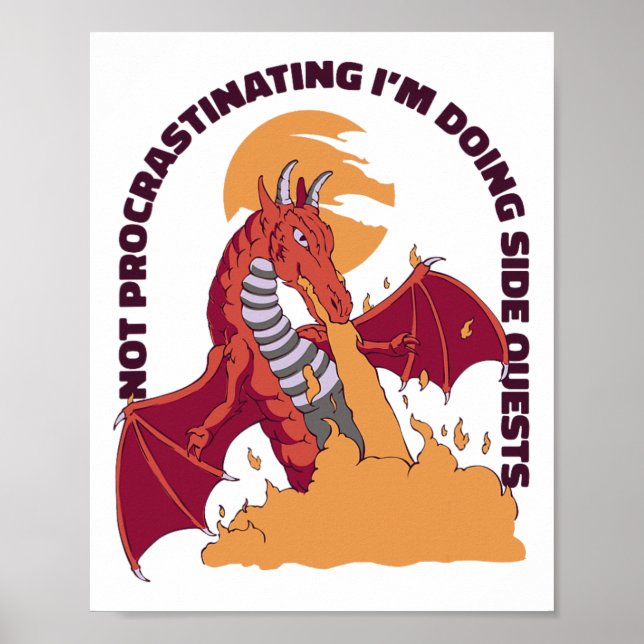 Affiche Je ne procrastine pas, je fais des quêtes secondai (Devant)