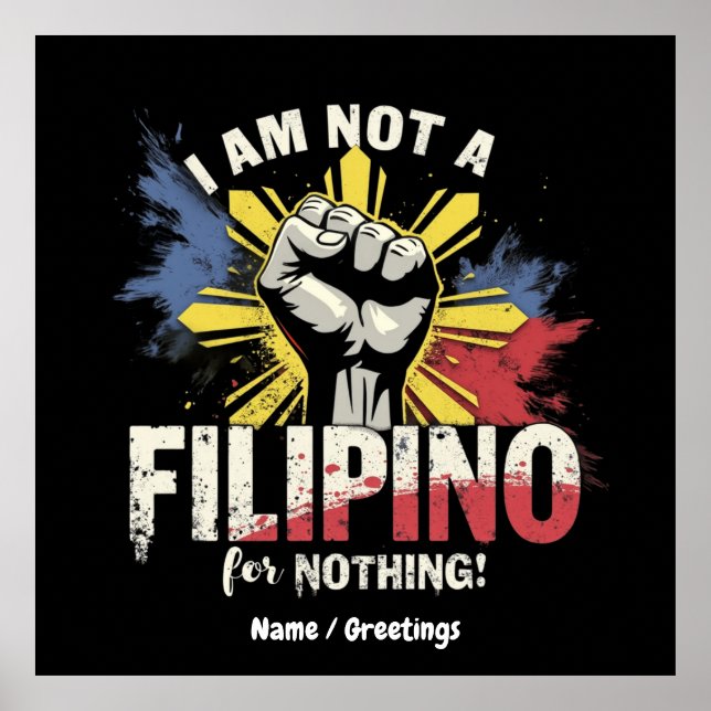 Affiche Je Ne Suis Pas Philippin Pour Rien Duterte Support (Devant)