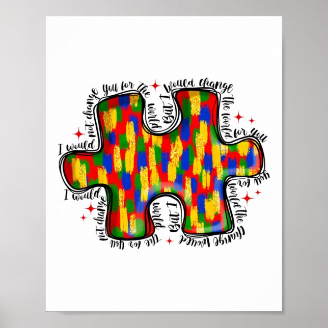 Affiche Je Ne Vous Changerais Pas Pour World Autism Award (Devant)