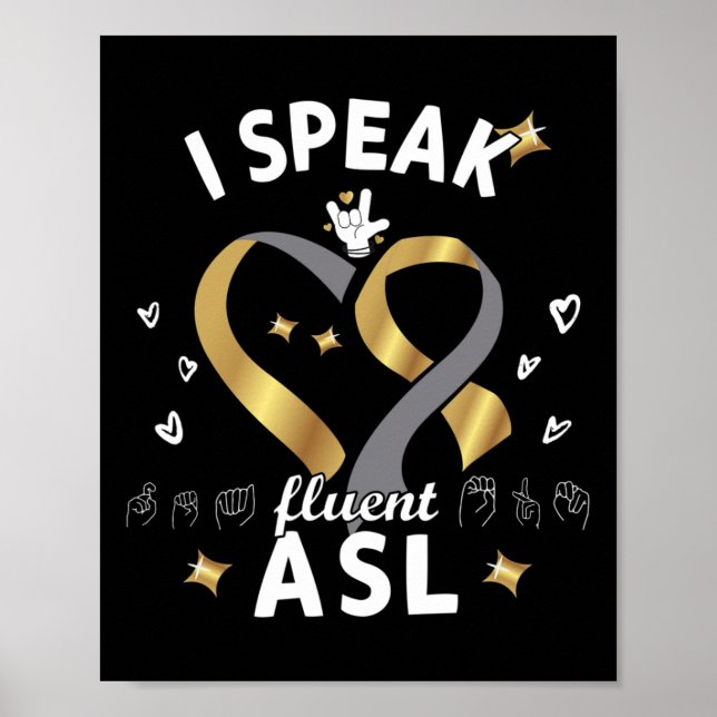 Affiche Je parle Fluent Asl - Langue des Signes Sensibilis (Devant)