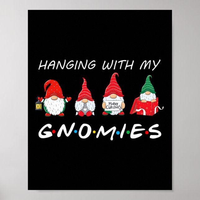 Affiche Je Passe Avec Mes Gnomies Fun Gnome Ami Noël (Devant)