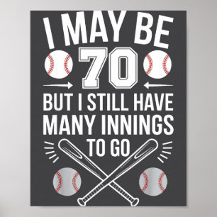 Affiche Je peux être joueur de baseball 70 ans Fête d'anni