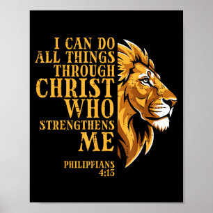 Affiche Je peux faire toutes choses Lion Dieu chrétien Jés