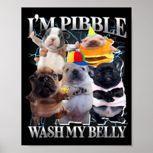 Affiche Je peux laver mon ventre Drôle de chien nettoie mo