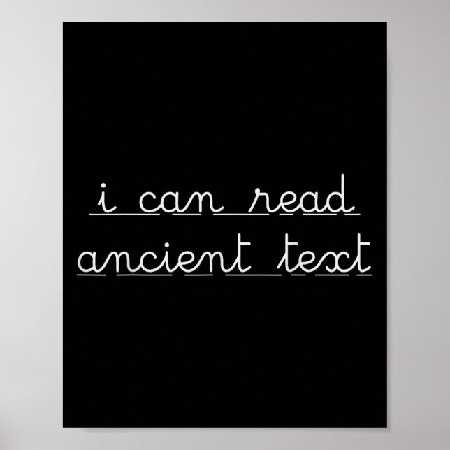Affiche Je Peux Lire L'Ancien Texte Mignonne Écriture (Devant)