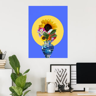 Affiche Je peux m'acheter des fleurs ! Bleu