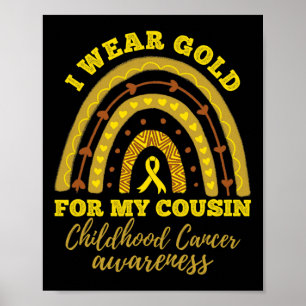 Affiche Je Porte De L'Or Pour Mon Cousin Children Cancer A