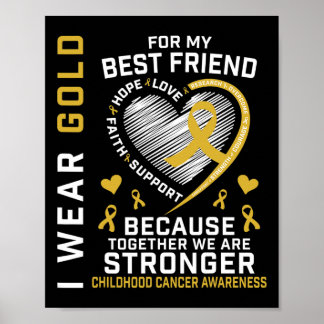 Affiche Je Porte De L'Or Pour Mon Meilleur Ami Cancer De L