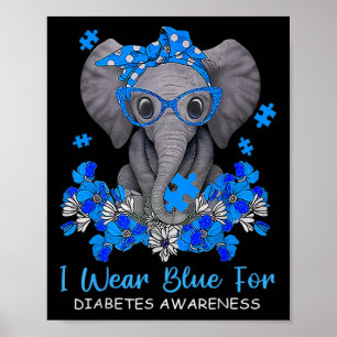 Affiche Je Porte Du Bleu Pour La Sensibilisation Au Diabèt