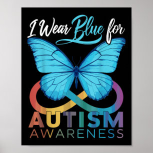 Affiche Je Porte Du Bleu Pour La Sensibilisation sur l'aut