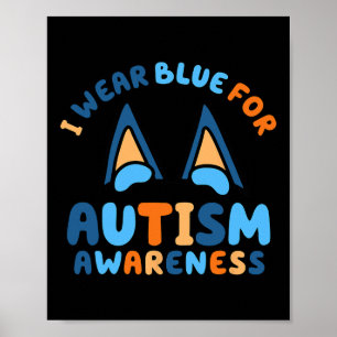 Affiche Je Porte Du Bleu Pour L'Amour De Sensibilisation s