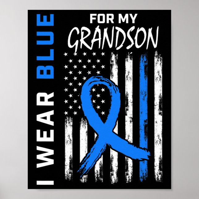 Affiche Je Porte Du Bleu Pour Le Drapeau De Sensibilisatio (Devant)