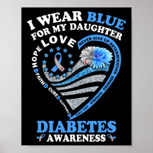 Affiche Je Porte Du Bleu Pour Ma Fille Diabète Sensibilisa