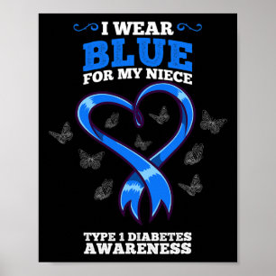 Affiche Je Porte Du Bleu Pour Ma Nièce T1D Type 1 Diabète 