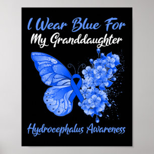Affiche Je Porte Du Bleu Pour Ma Petite-Fille Hydrocéphali