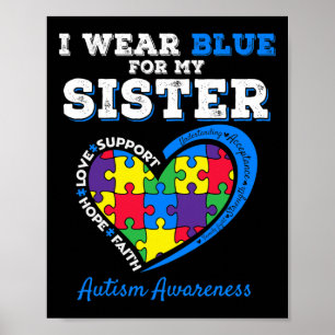 Affiche Je Porte Du Bleu Pour Ma Soeur Sensibilisation sur