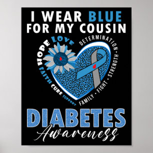 Affiche Je Porte Du Bleu Pour Mon Cousin Type 1 Diabète La