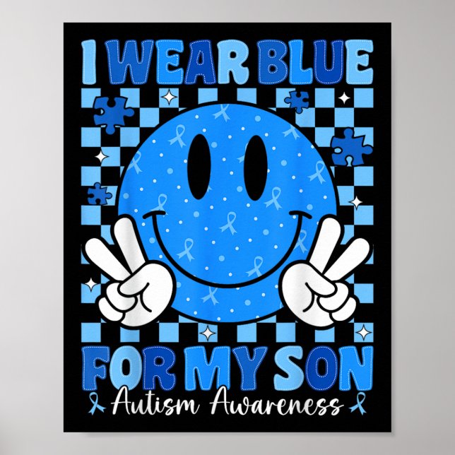 Affiche Je Porte Du Bleu Pour Mon Fils Sensibilisation sur (Devant)