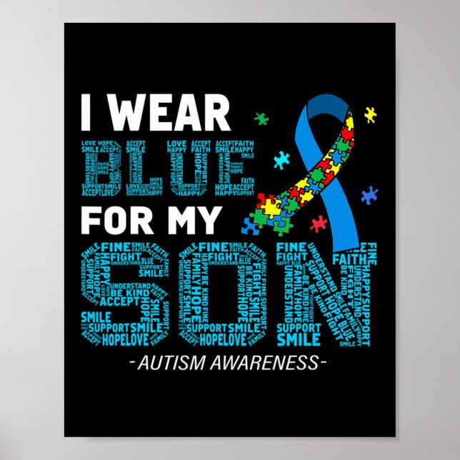 Affiche Je Porte Du Bleu Pour Mon Fils Sensibilisation sur (Devant)