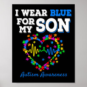 Affiche Je Porte Du Bleu Pour Mon Fils Sensibilisation sur
