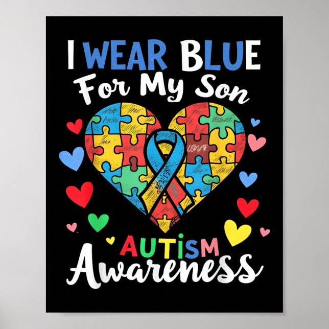 Affiche Je Porte Du Bleu Pour Mon Fils Sensibilisation sur (Devant)