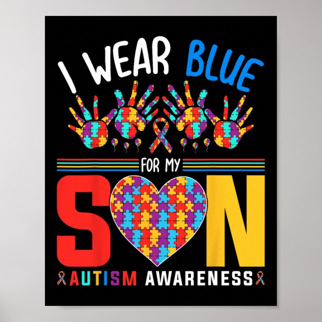 Affiche Je Porte Du Bleu Pour Mon Fils Sensibilisation sur (Devant)