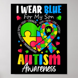 Affiche Je Porte Du Bleu Pour Mon Fils Sensibilisation sur