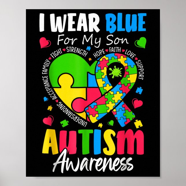 Affiche Je Porte Du Bleu Pour Mon Fils Sensibilisation sur (Devant)