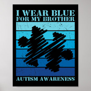 Affiche Je Porte Du Bleu Pour Mon Frère Autiste Enfants Au