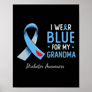 Affiche Je Porte Du Bleu Pour Mon Grand-Mère Sensibilisati